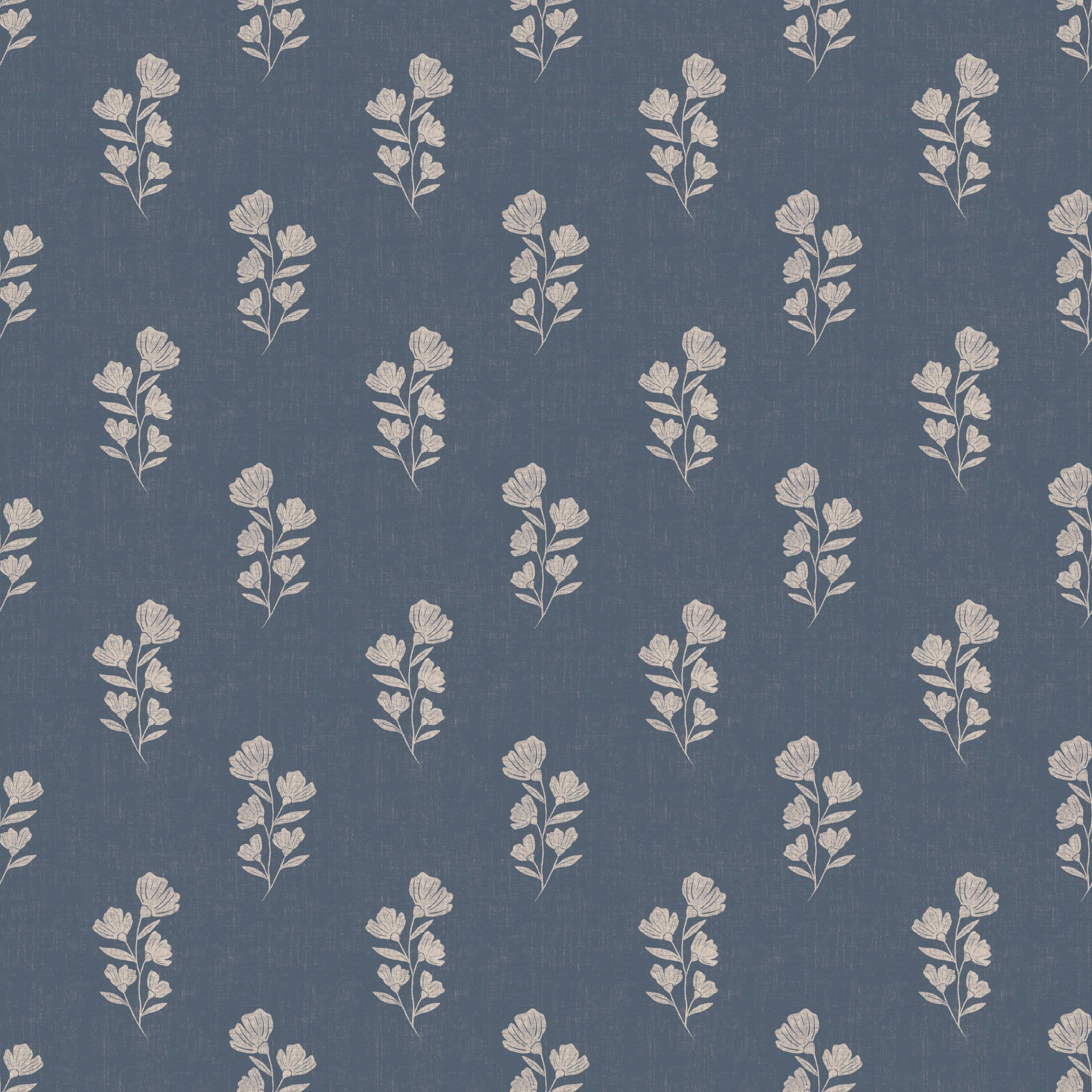 Layne Floral Removable Wallpaper in Navy Blue and Cream