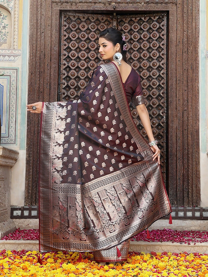 Red Silk Saree with Matching Blouse Piece