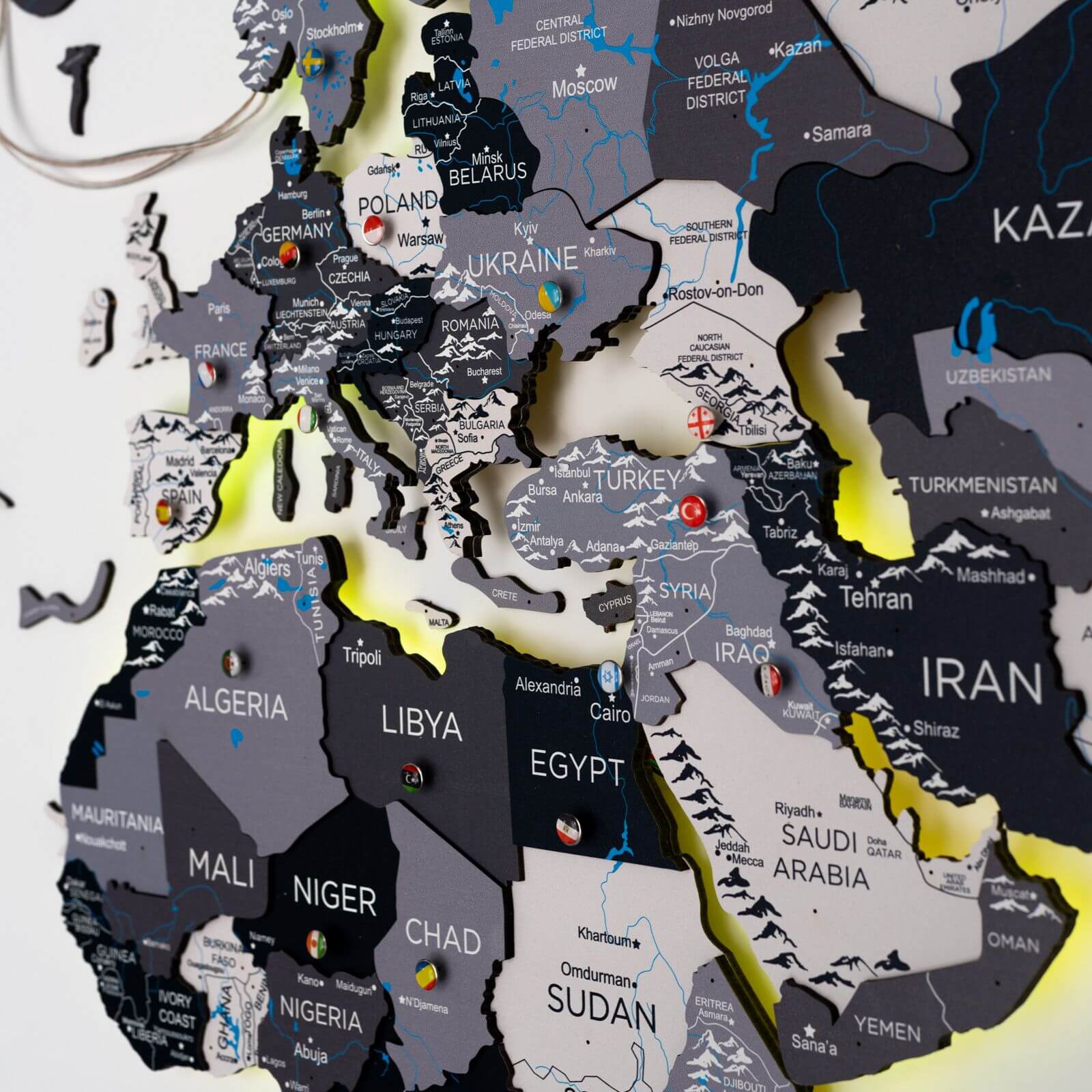 3D LED Wooden World Map Wall Art with Interactive Smart Backlight