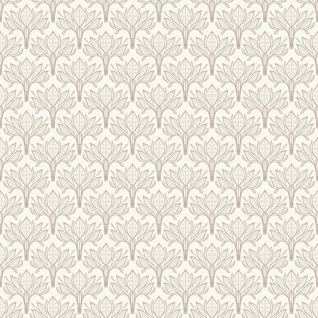 Leilani Floral Wallpaper in Beige, Charcoal and Forest-Green