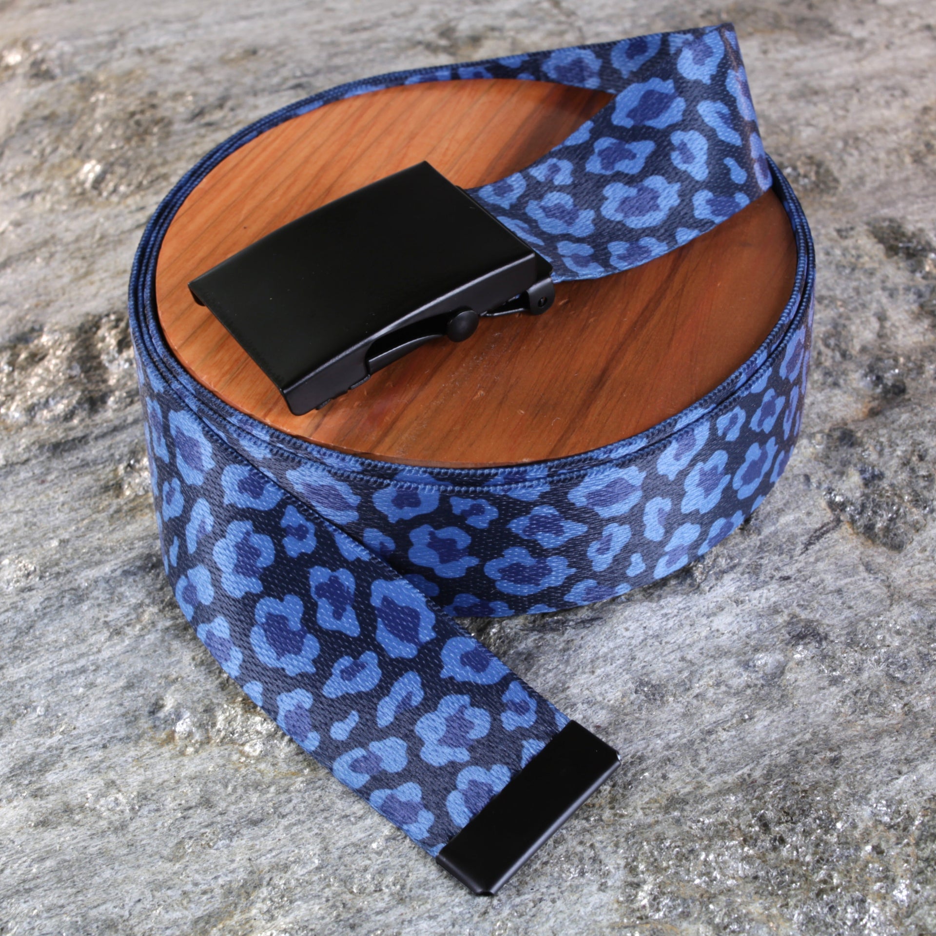 Deep Blue Leopard Print Belt