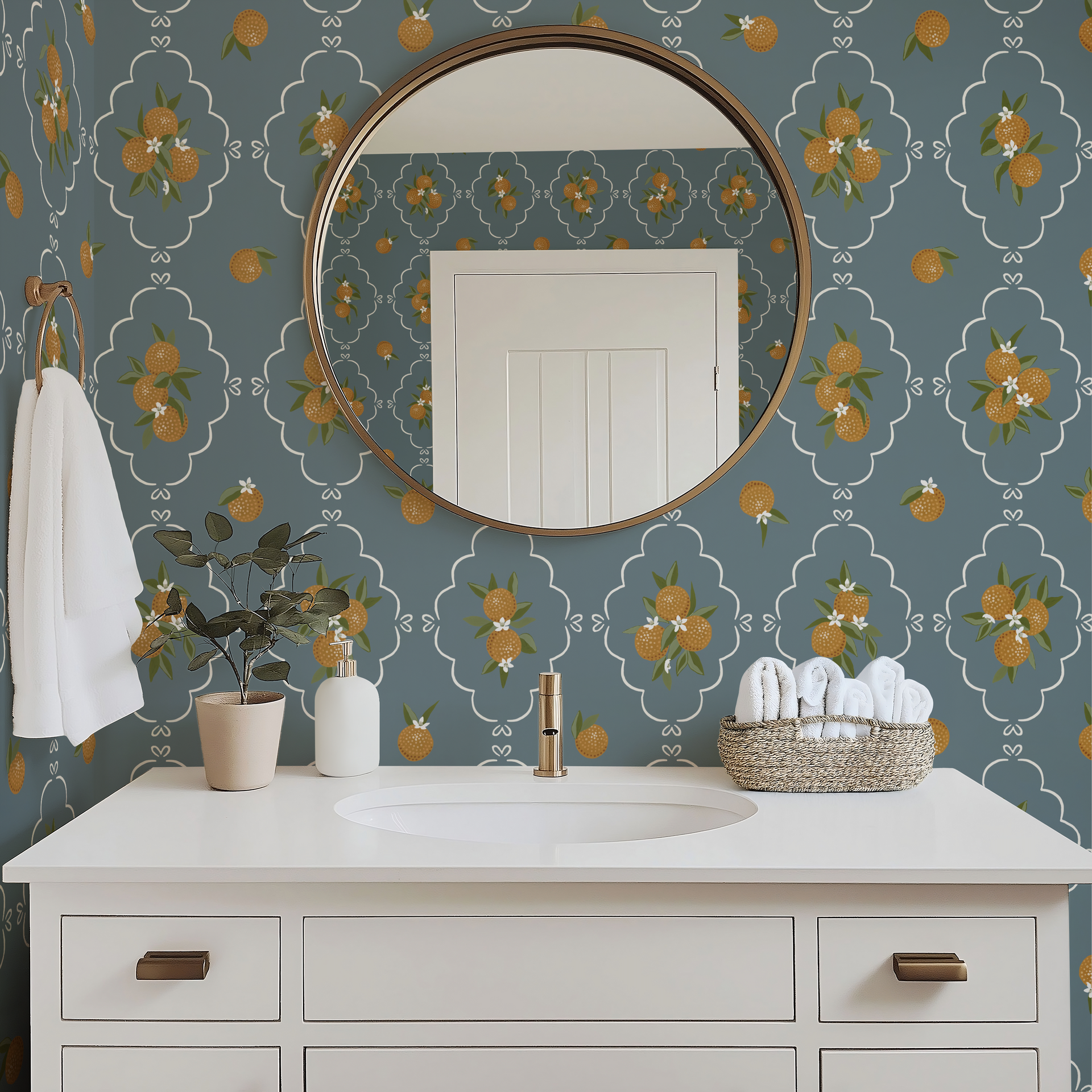 Sutton pattern removable wallpaper by Mackenzie Nelson on a wall