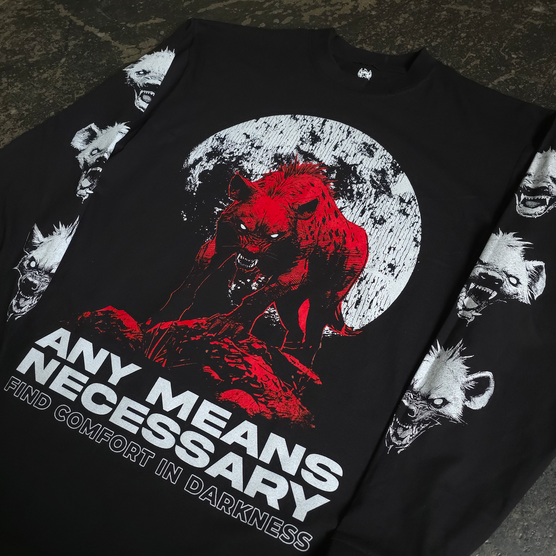 Prey Graphic Long Sleeve T-Shirt in Black - Image 3