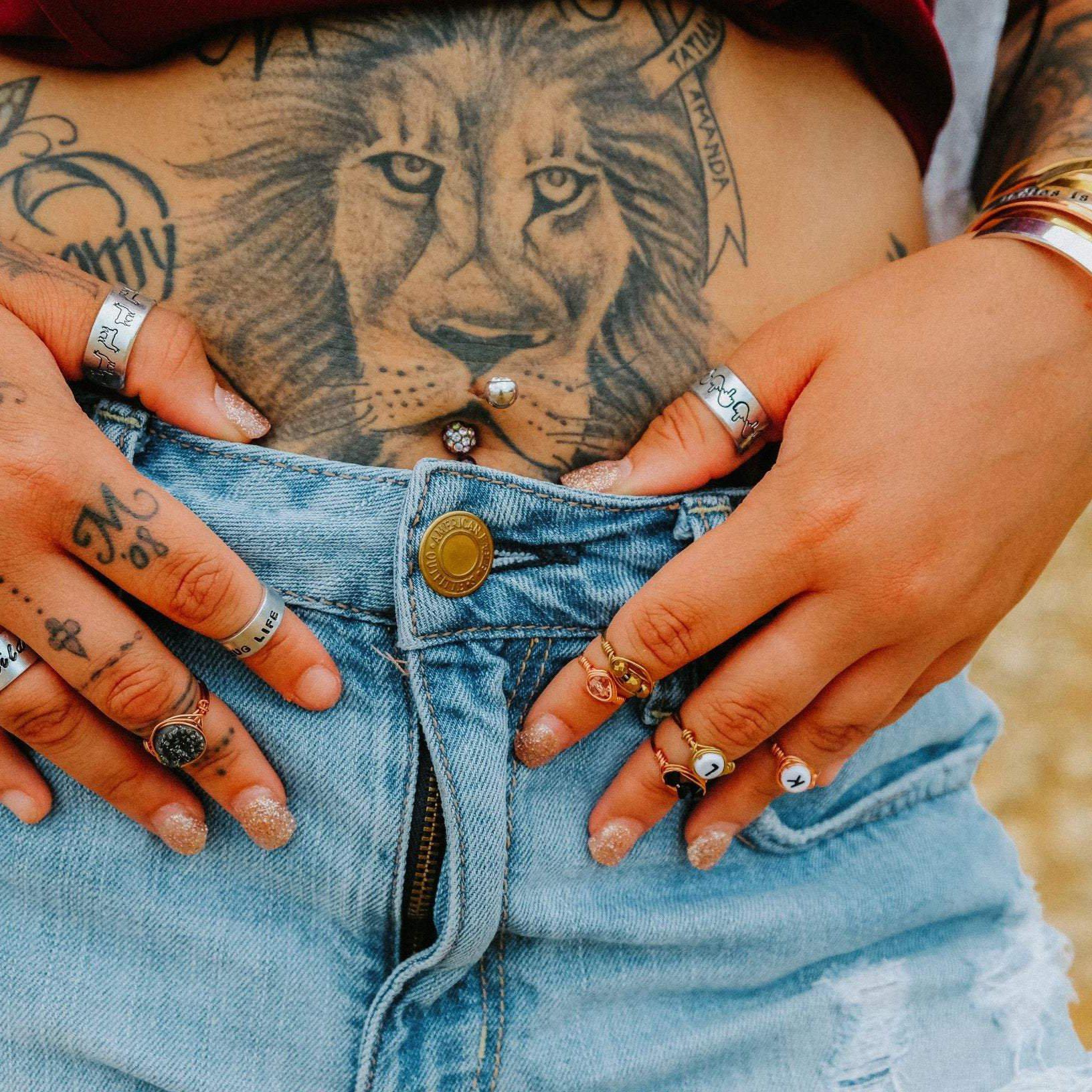 Letter Bead Wire Wrapped Initial Ring