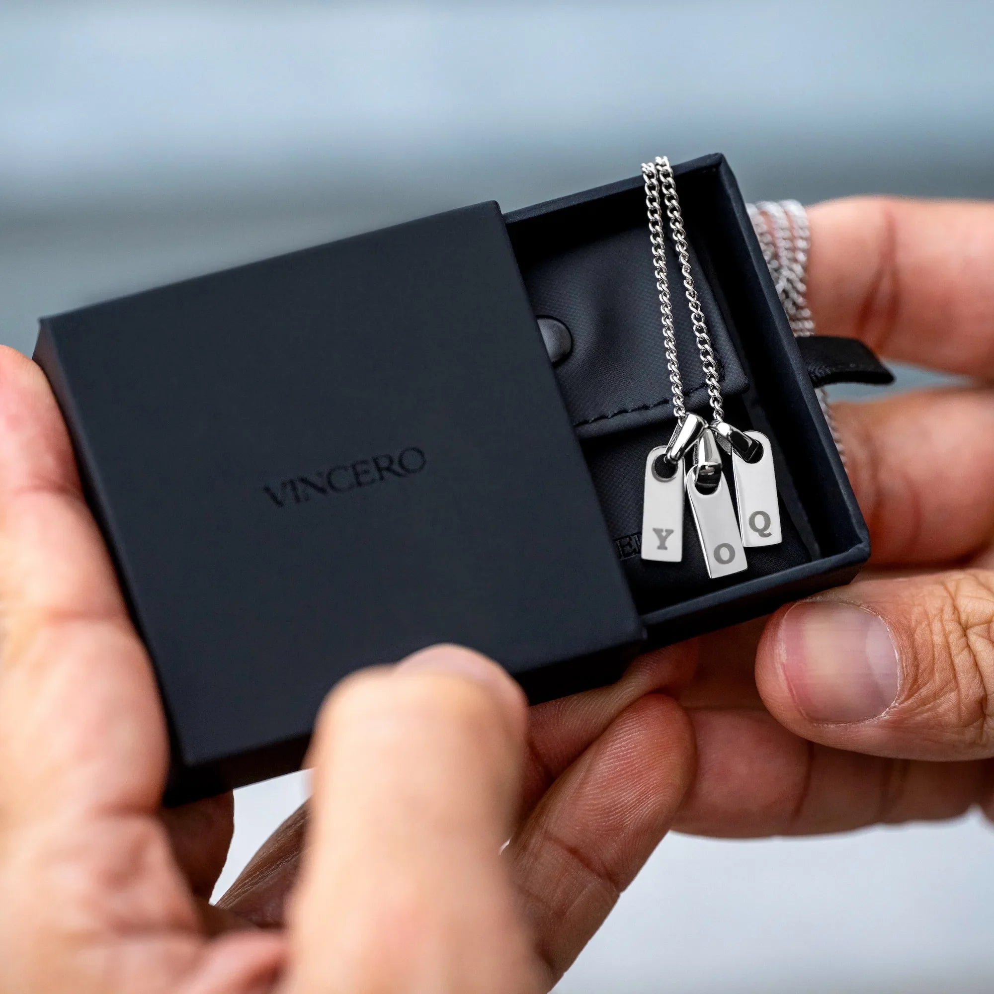 Initial Tag Necklace - Silver