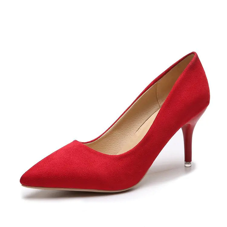 Women's Pointed Toe Suede High Heels Stiletto Dress Shoes