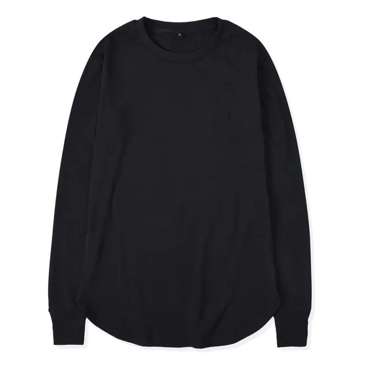High Street Solid Color Base Shirt with Arc Hem