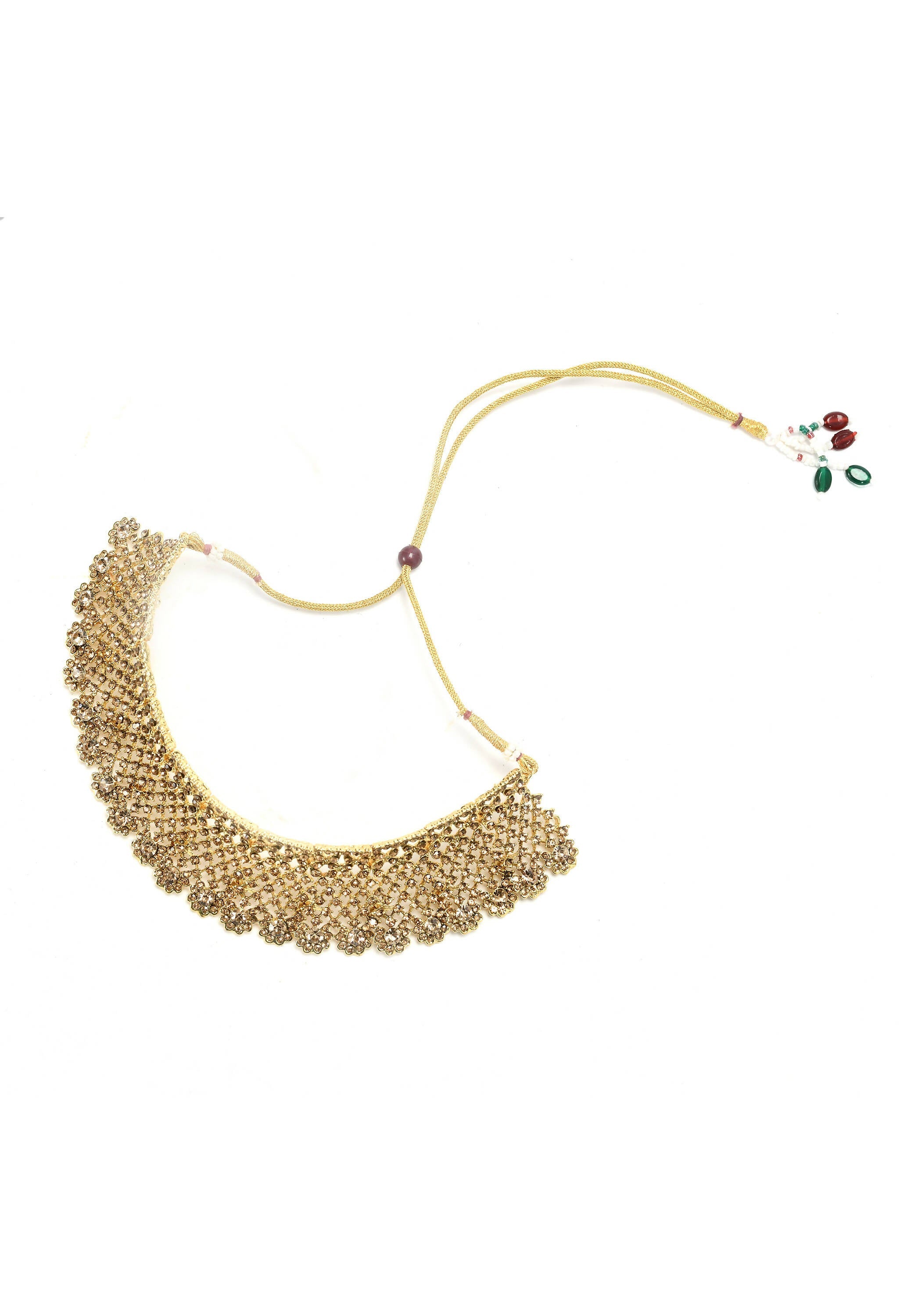 Traditional Rajwadi Golden Choker Necklace Set with White Detail
