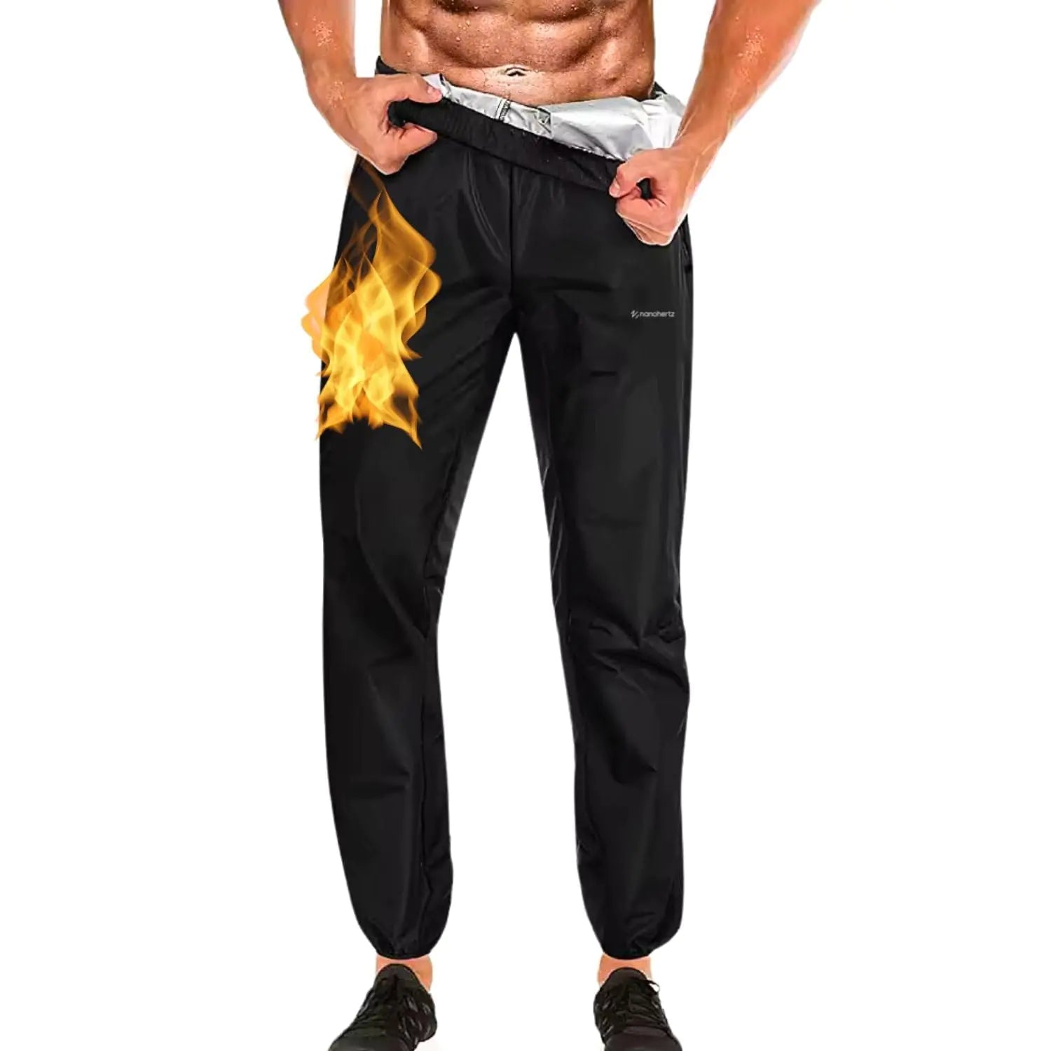 Nano Hertz Sauna Suit Sweat Shapewear Pants Joggers Trousers Boxing Workout Weight Loss Body Shaper Sweatsuit Exercise Men