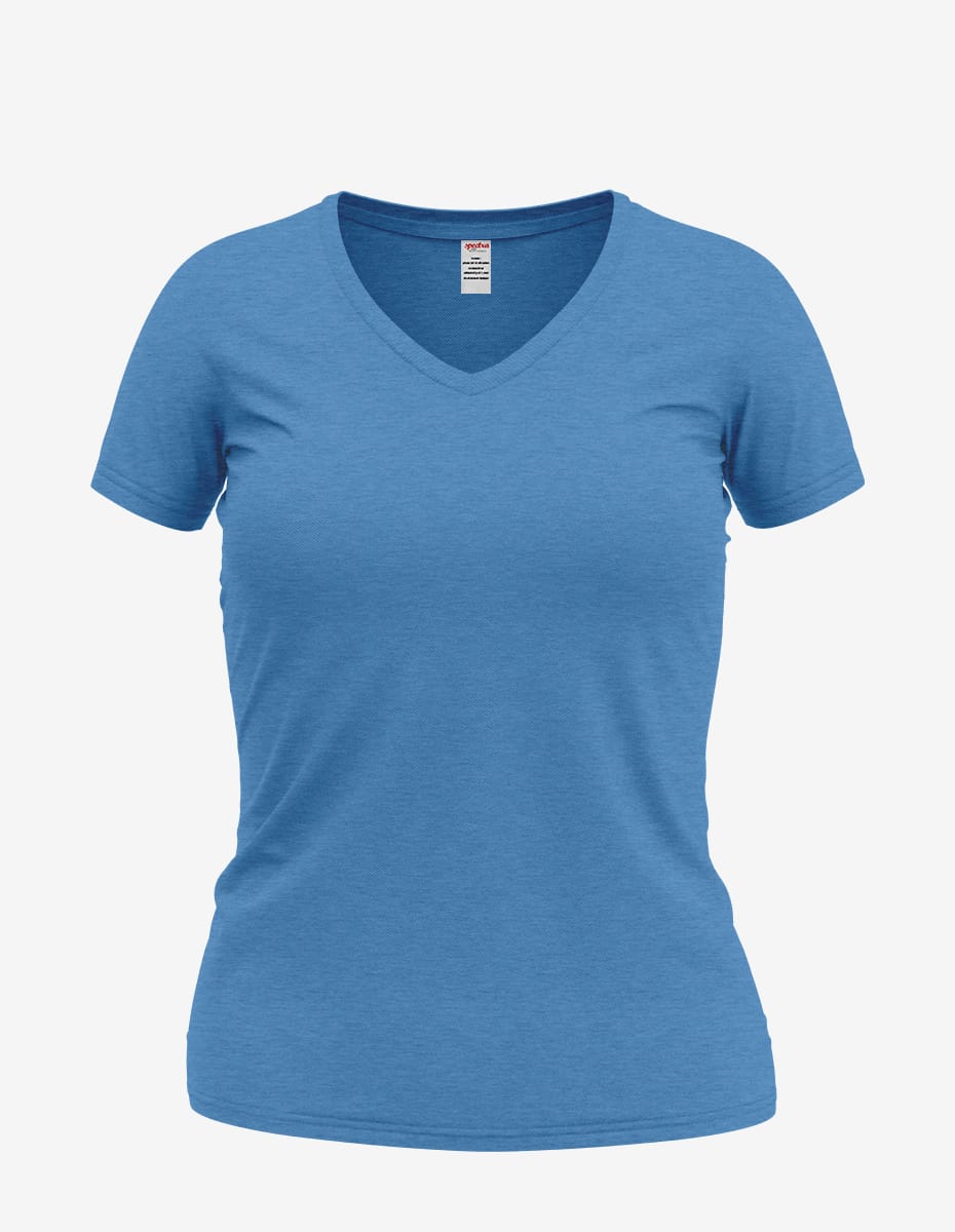 Women's Dark Grey V-Neck Short Sleeve Basic Everyday Tee - Image 12