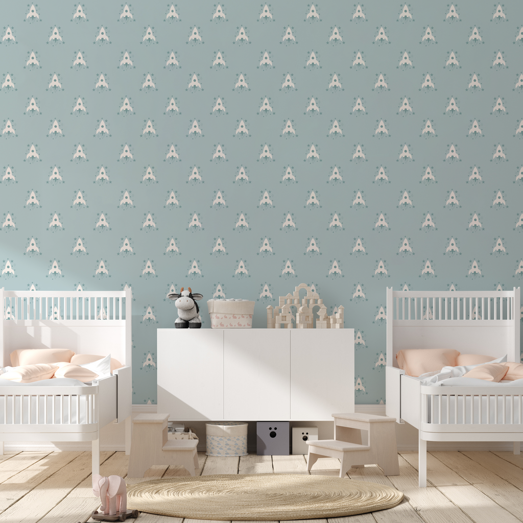 Ryan Geometric Removable Wallpaper in Mint, Lavender and Navy