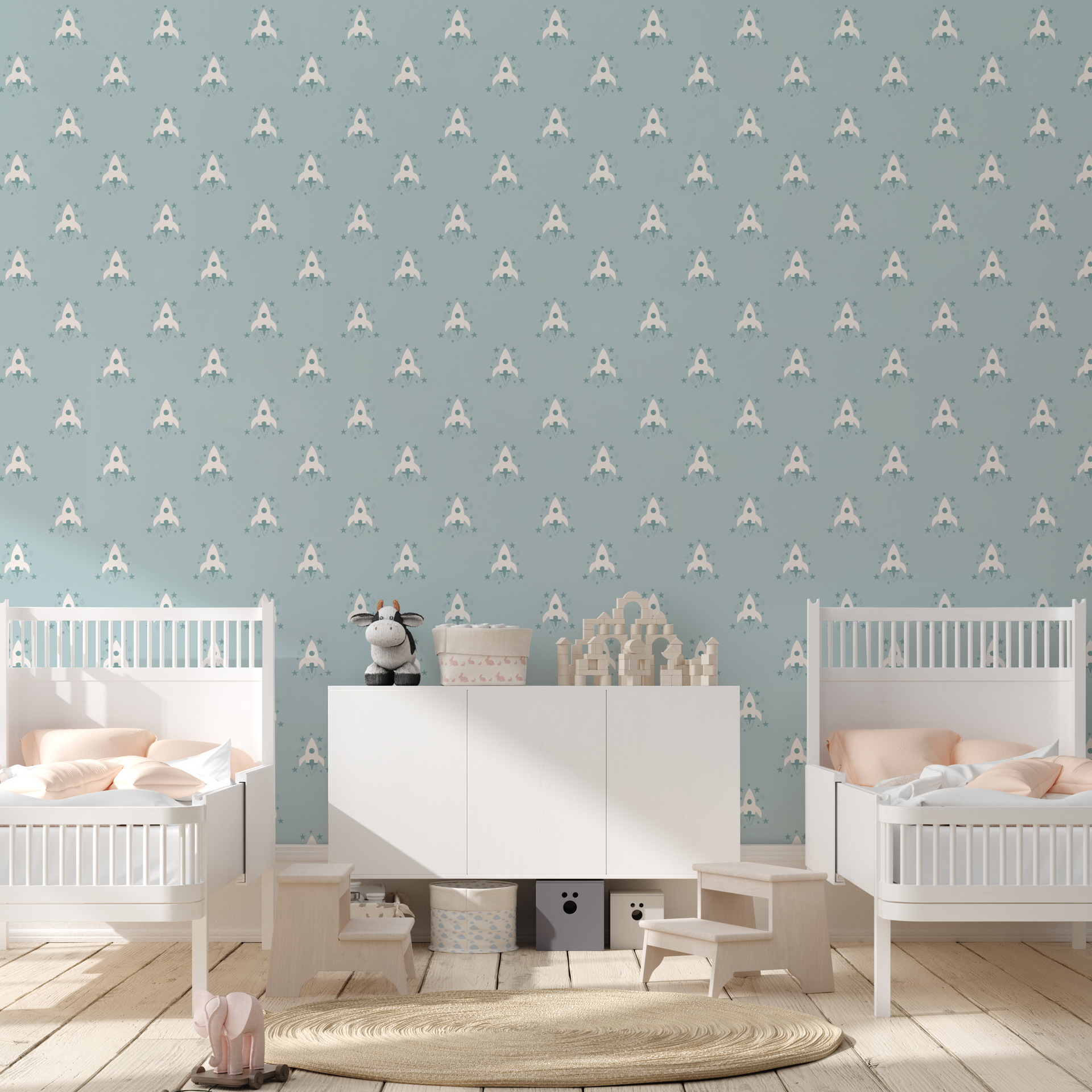 Ryan Geometric Removable Wallpaper in Mint, Lavender and Navy