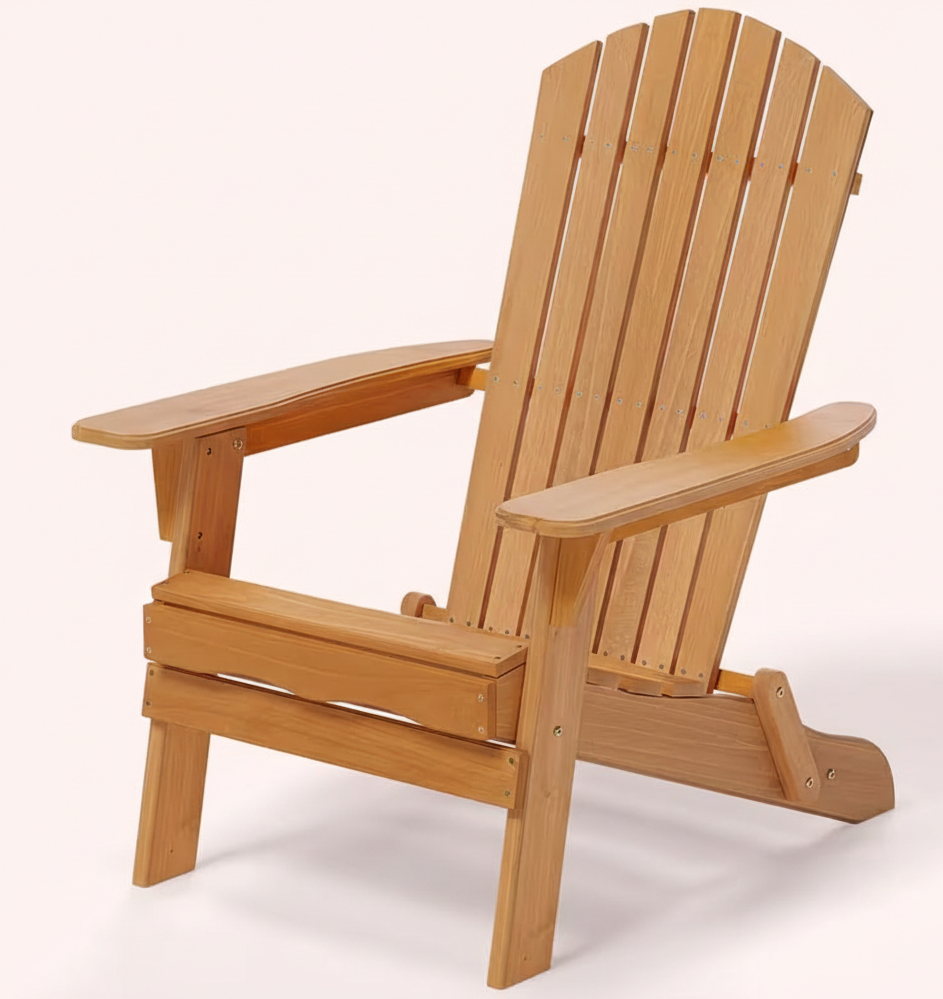 Folding Adirondack Chair - Natural Wood & Espresso Patio Seating