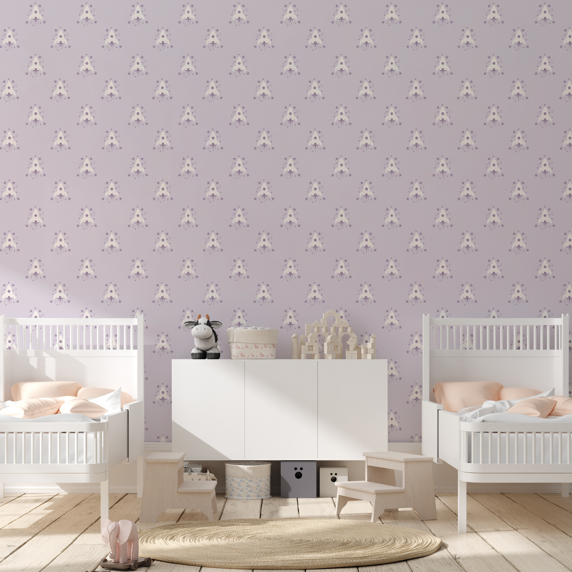 Ryan Geometric Removable Wallpaper in Mint, Lavender and Navy