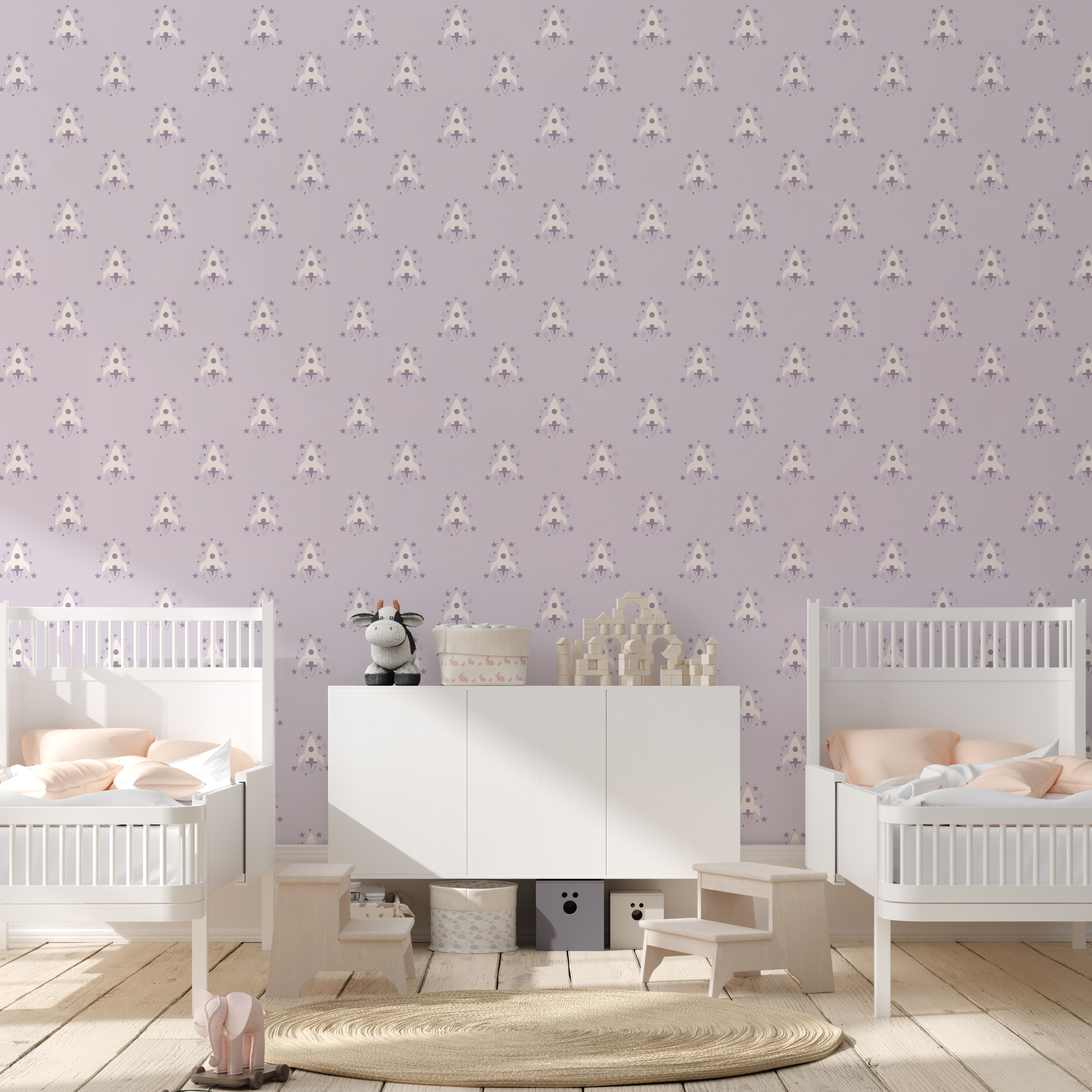 Ryan Geometric Removable Wallpaper in Mint, Lavender and Navy