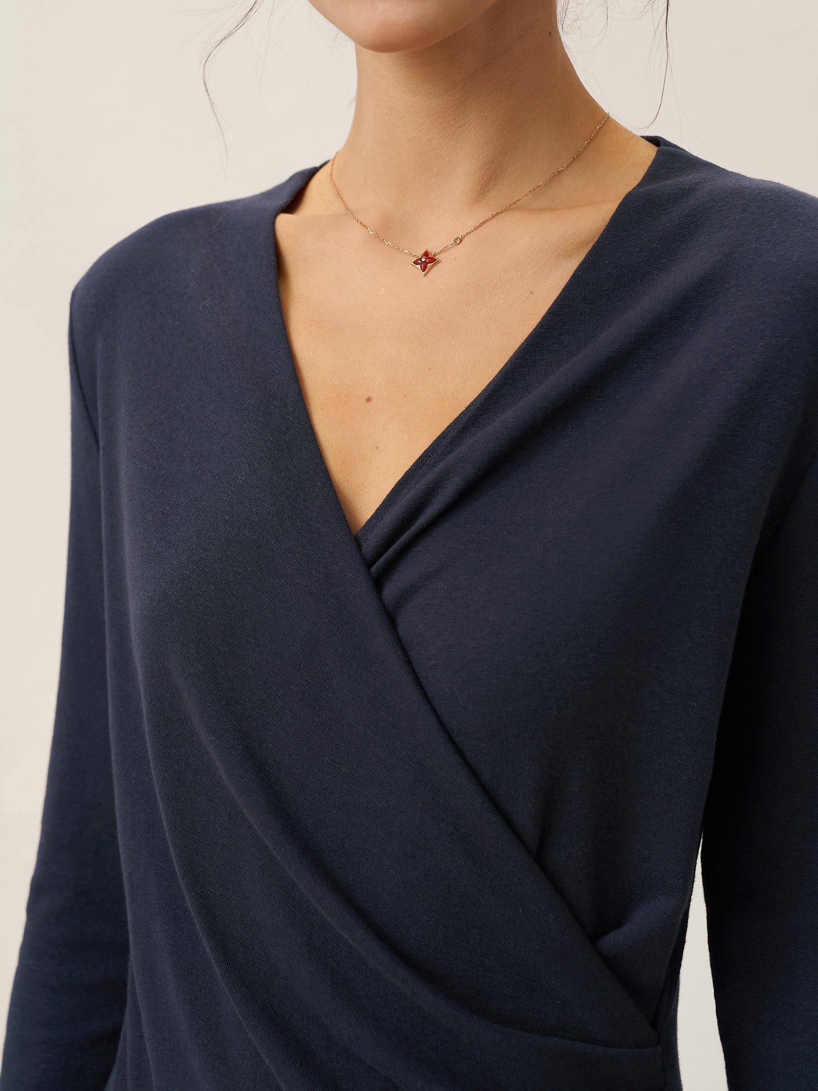 Crossover V-Neck Wrap Stretch Midi Dress MARNIE