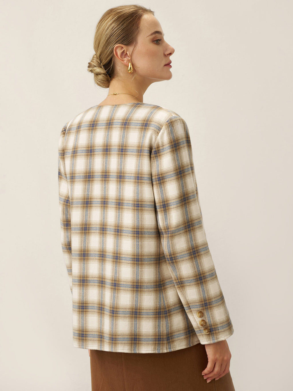 Linen Reversible Denim Texture V Neck Jacket ELLIE