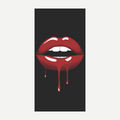 Lip Drip Beach Towel with vibrant lip art graphic on microfiber fabric.