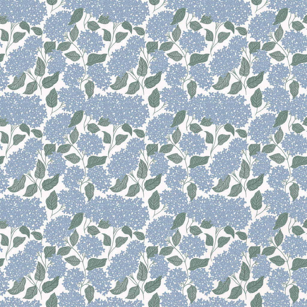 Lisette Floral Wallpaper in Blue, Green, and Off-White