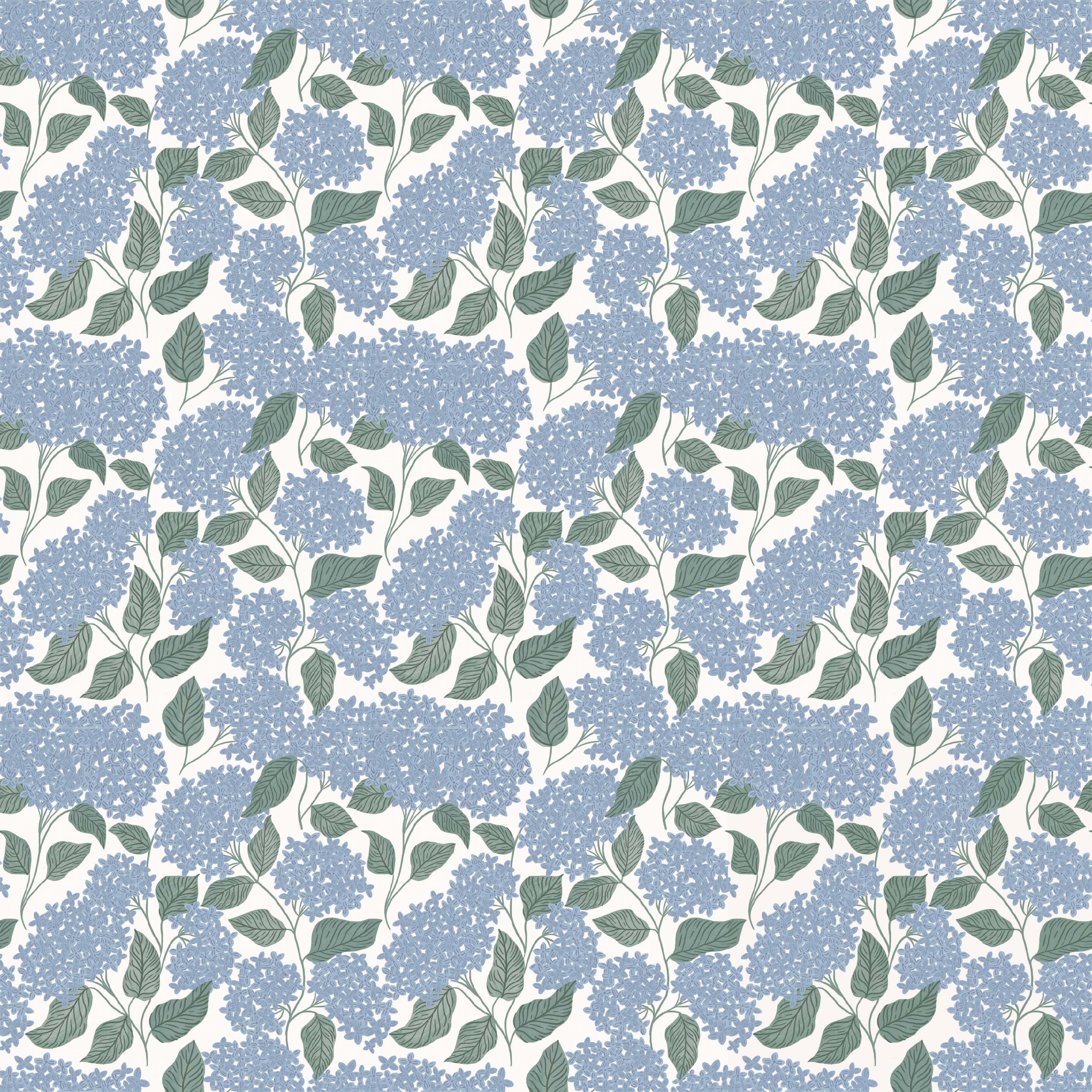 Lisette Floral Wallpaper in Blue, Green, and Off-White
