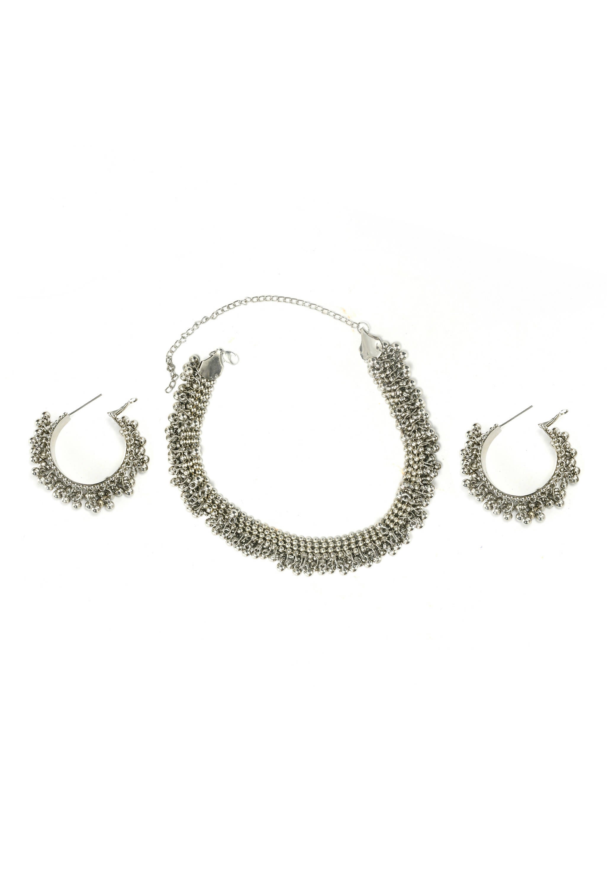 Silver-Plated Brass Ghungroo Work Choker Necklace for Women