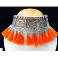 Traditional oxidized necklace with orange beads