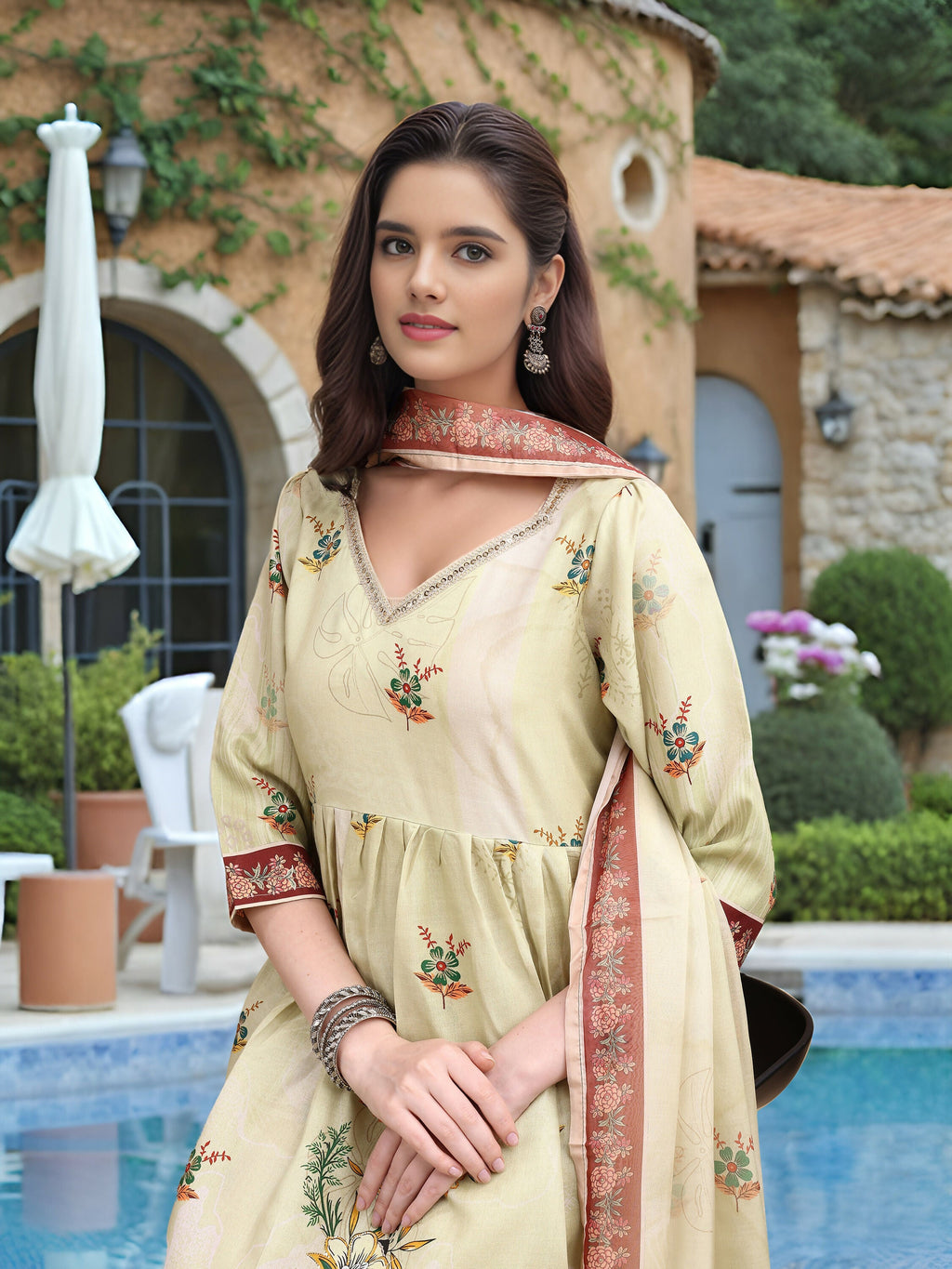 Joban Fashion Off White Position Digital Print With Position Foil Kurta Set