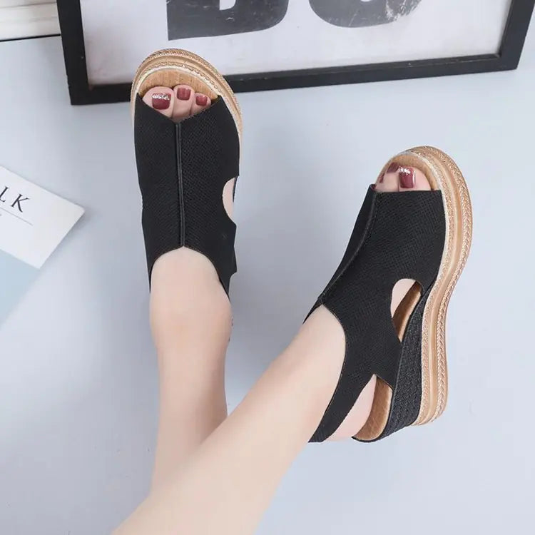 Women's Wedge Platform Sandals with Fish Mouth