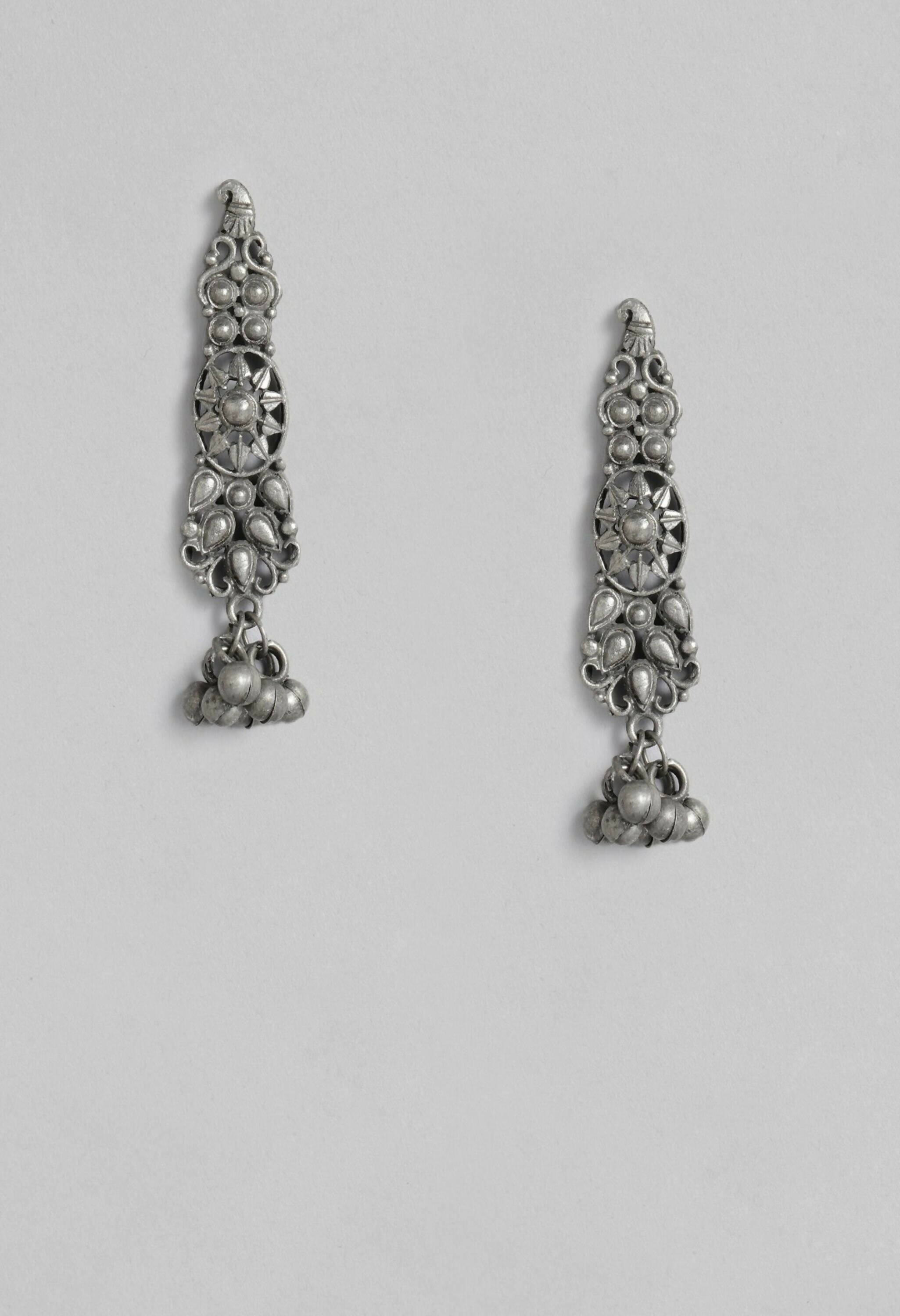 Johar Kamal Oxidised Silver-Plated Brass Temple Choker Necklace Set