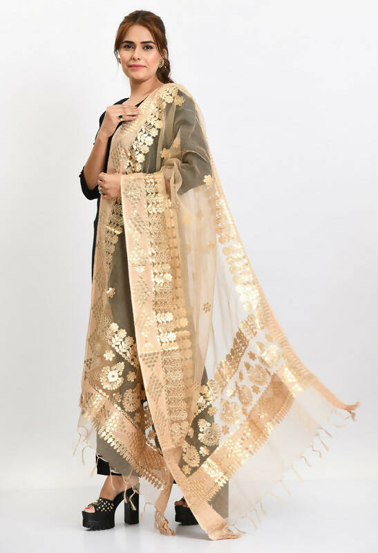 Golden Organza Gotta Patti Bridal Dupatta for Women