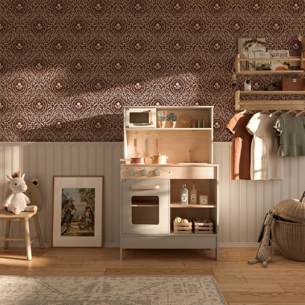 Louise Floral Removable Wallpaper in Classic Beige and Cream