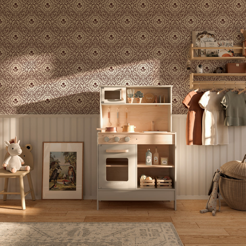 Louise Floral Removable Wallpaper in Classic Beige and Cream