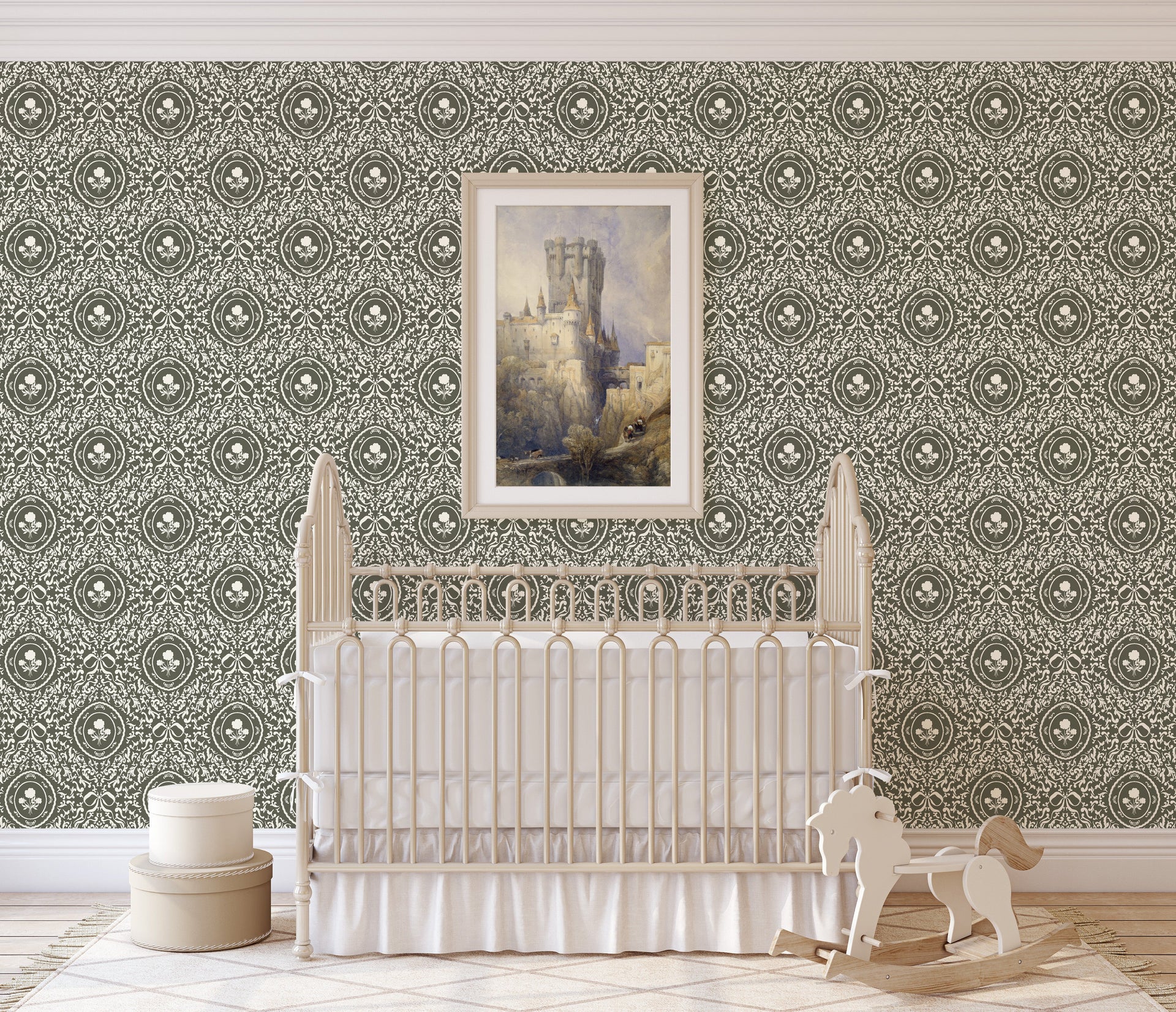 Louise Floral Removable Wallpaper in Classic Beige and Cream