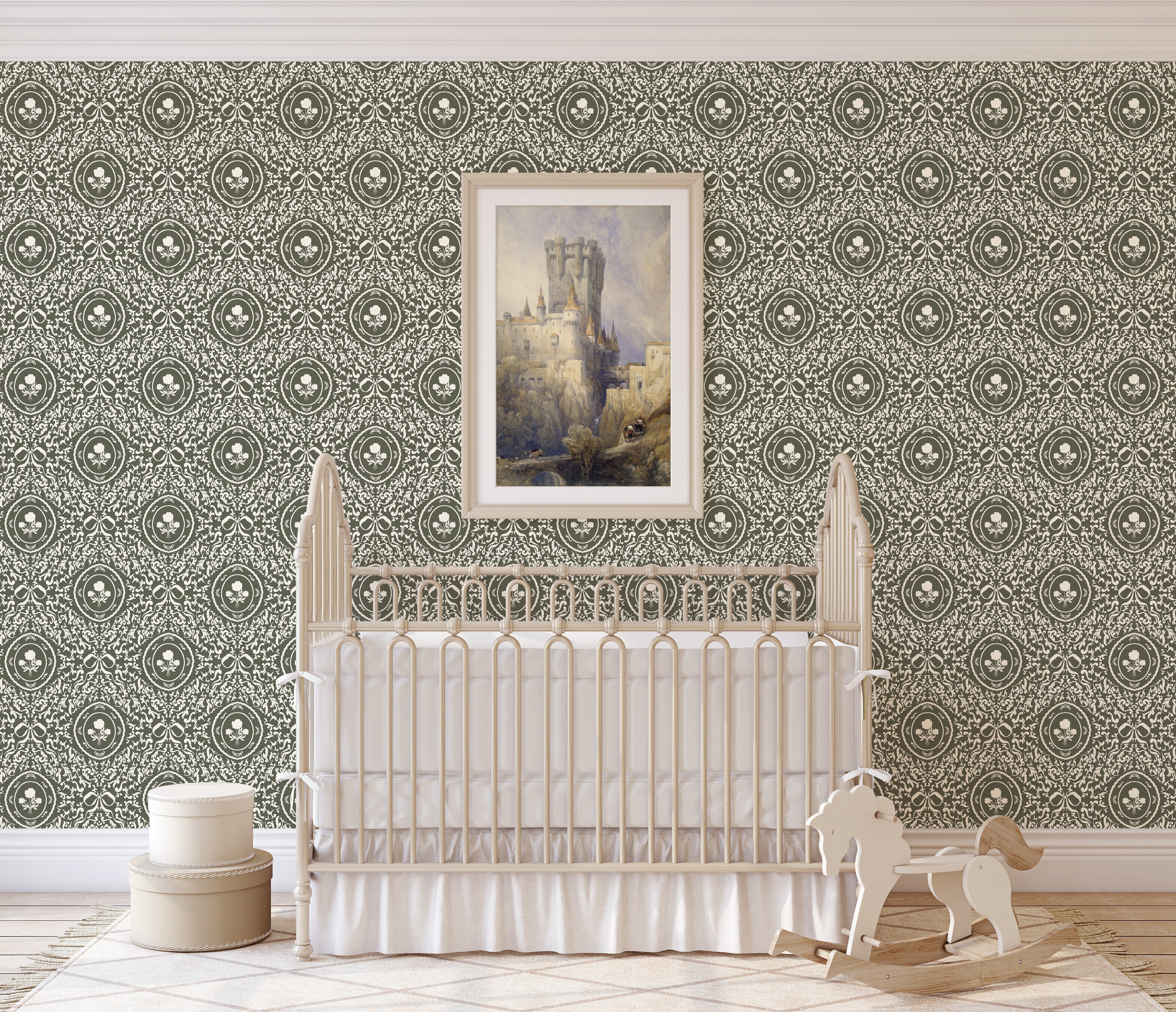 Louise Floral Removable Wallpaper in Classic Beige and Cream