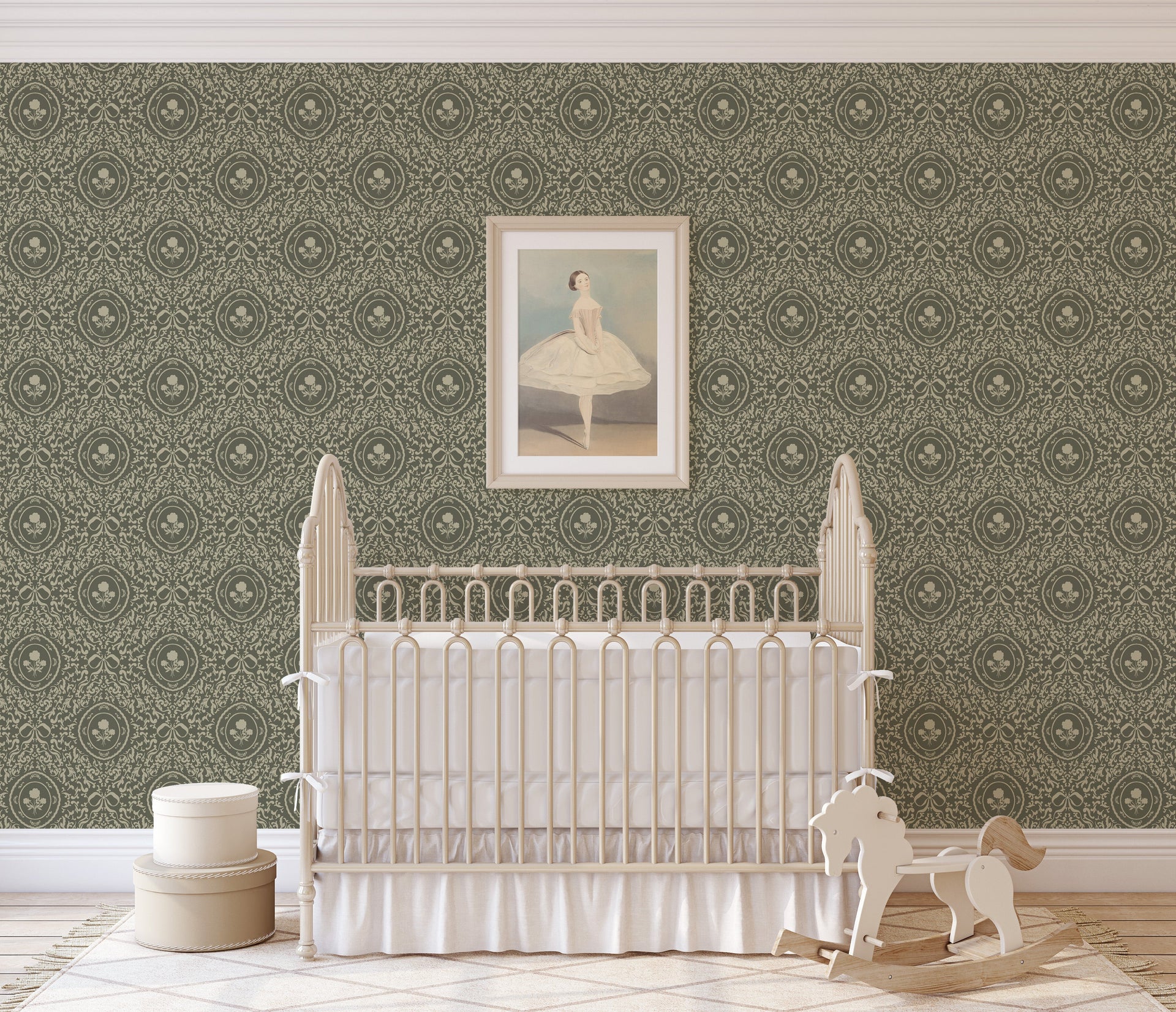 Louise Floral Removable Wallpaper in Classic Beige and Cream