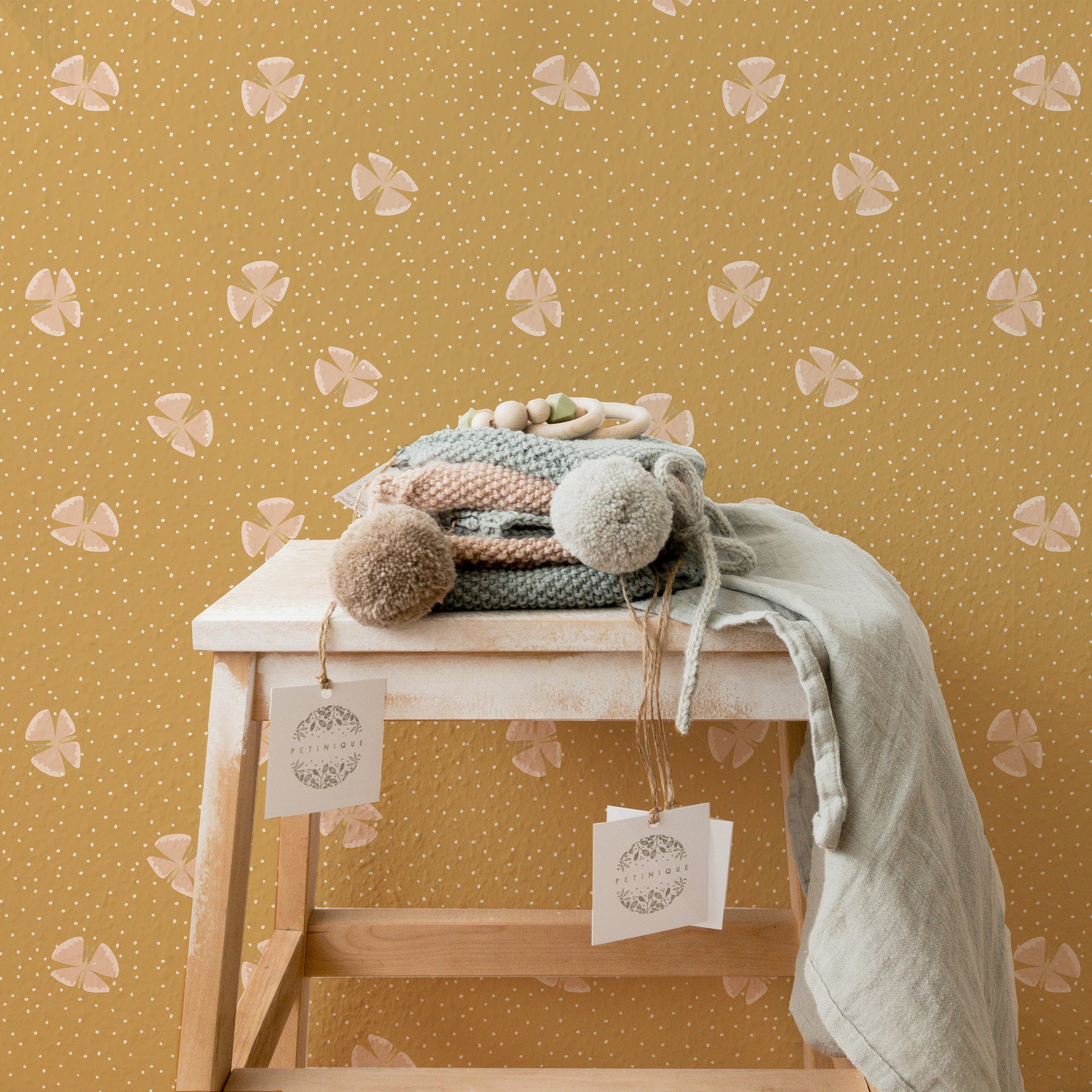 Lola Abstract Removable Wallpaper in Blue, Green, Pink, and Gold