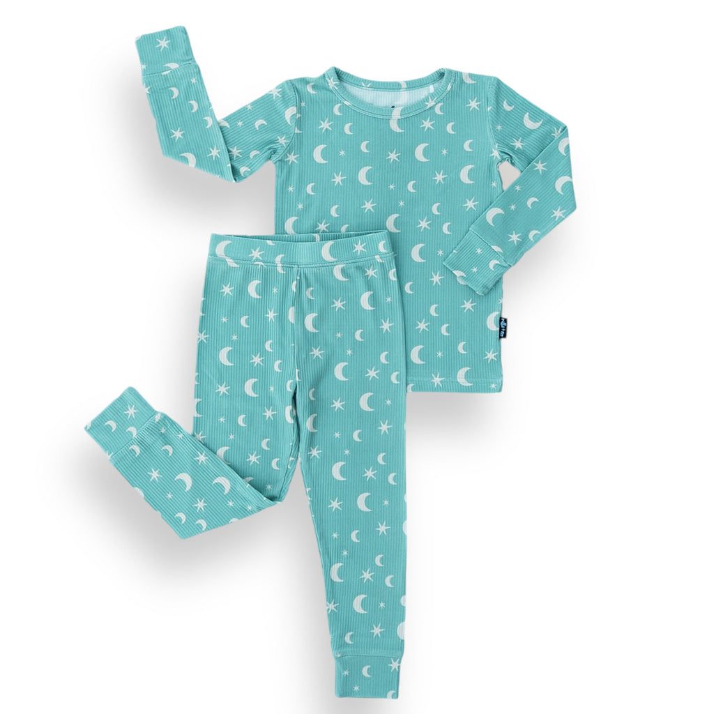 LONG SLEEVE 2 PIECE SETS- Moon + Stars Ribbed