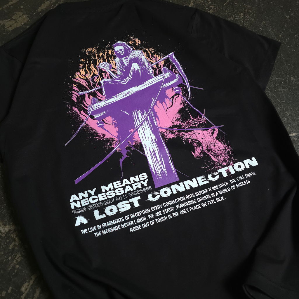 Lost Connection Graphic T-Shirt - Heavyweight Black Cotton Tee - Image 3