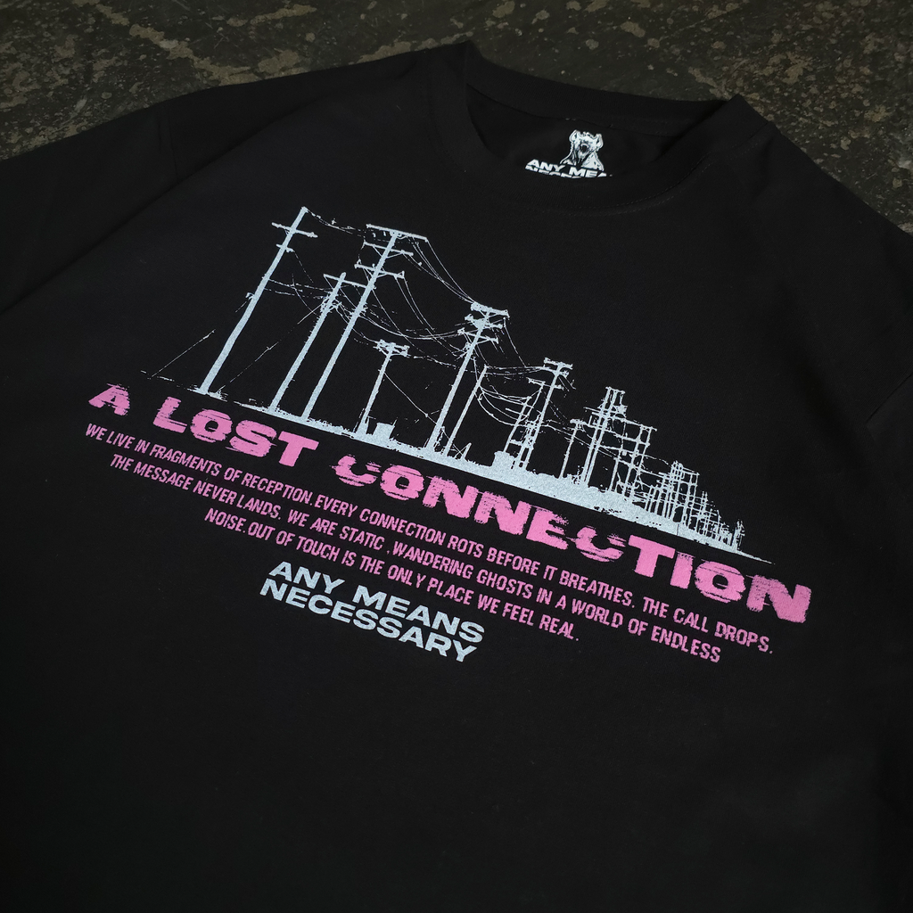Lost Connection Graphic T-Shirt - Heavyweight Black Cotton Tee - Image 4