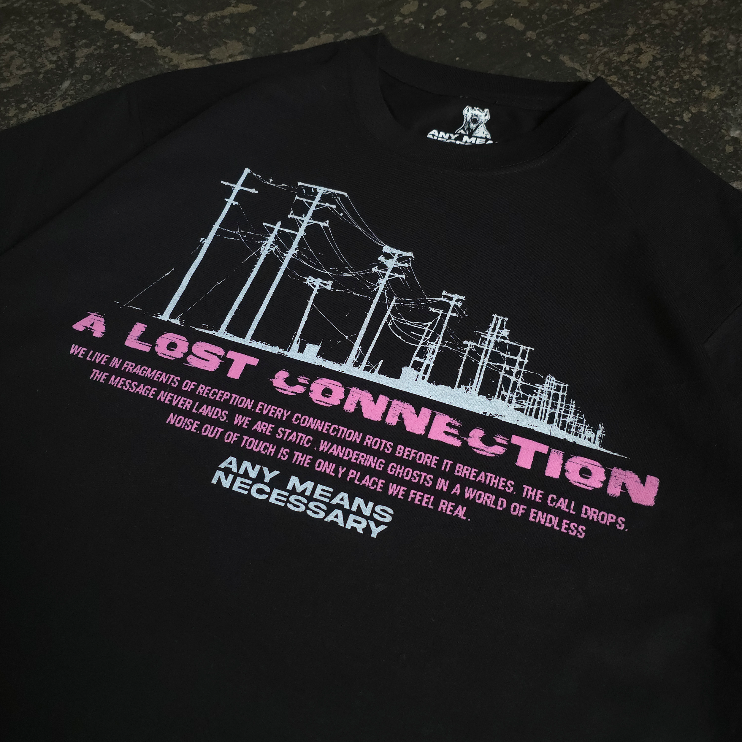 Lost Connection Graphic T-Shirt - Heavyweight Black Cotton Tee - Image 4
