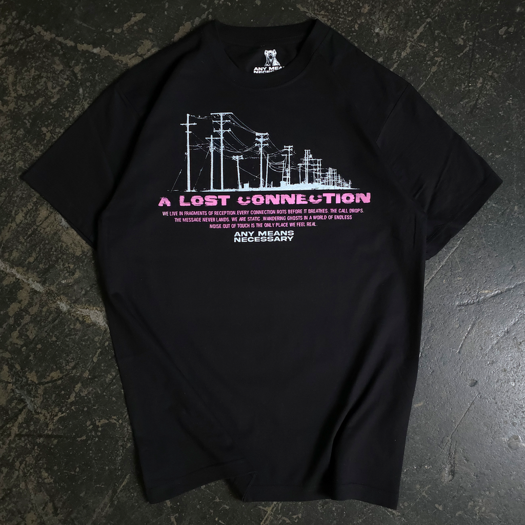 Lost Connection Graphic T-Shirt - Heavyweight Black Cotton Tee - Image 2