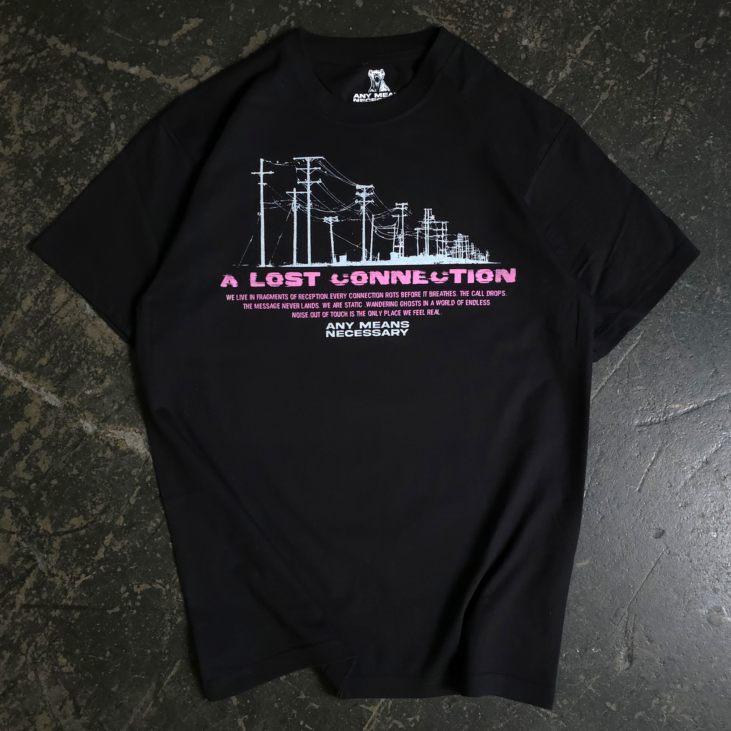 Lost Connection Graphic T-Shirt - Heavyweight Black Cotton Tee - Image 2