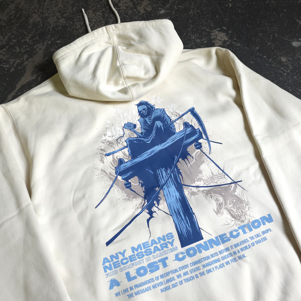 Lost Connection Heavyweight Fleece Pullover Hoodie Bone - Image 3