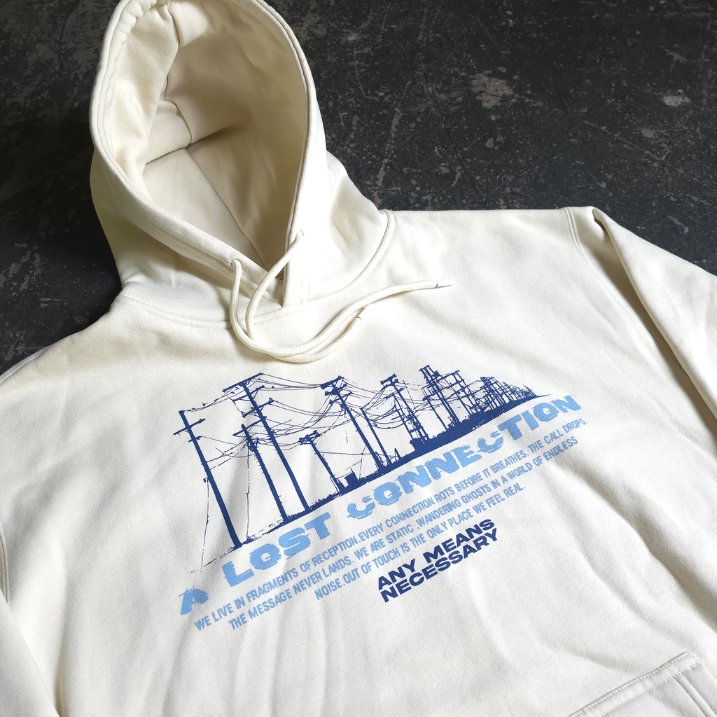 Lost Connection Heavyweight Fleece Pullover Hoodie Bone - Image 4