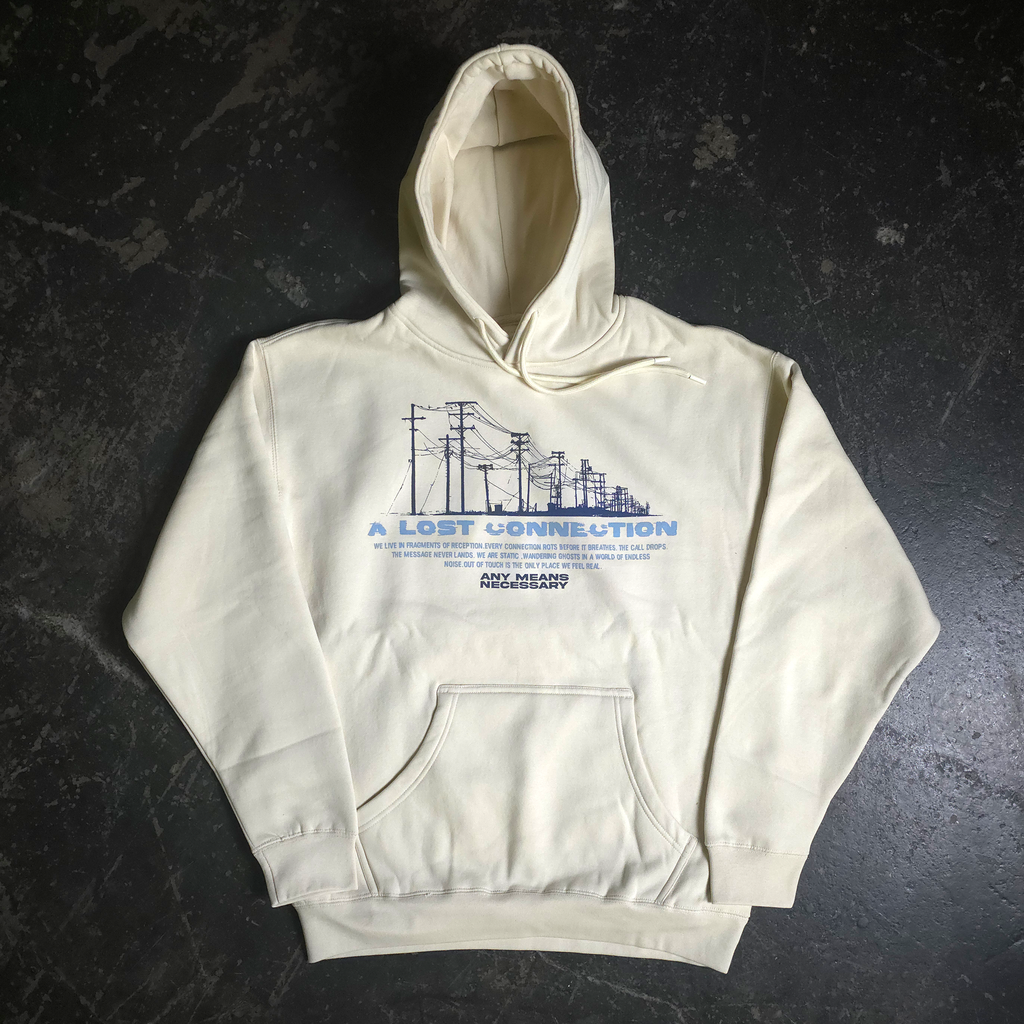 Lost Connection Heavyweight Fleece Pullover Hoodie Bone - Image 2