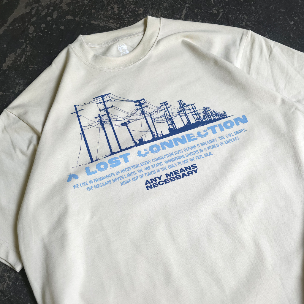 Lost Connection Graphic Oversized T-Shirt in Bone - Image 4