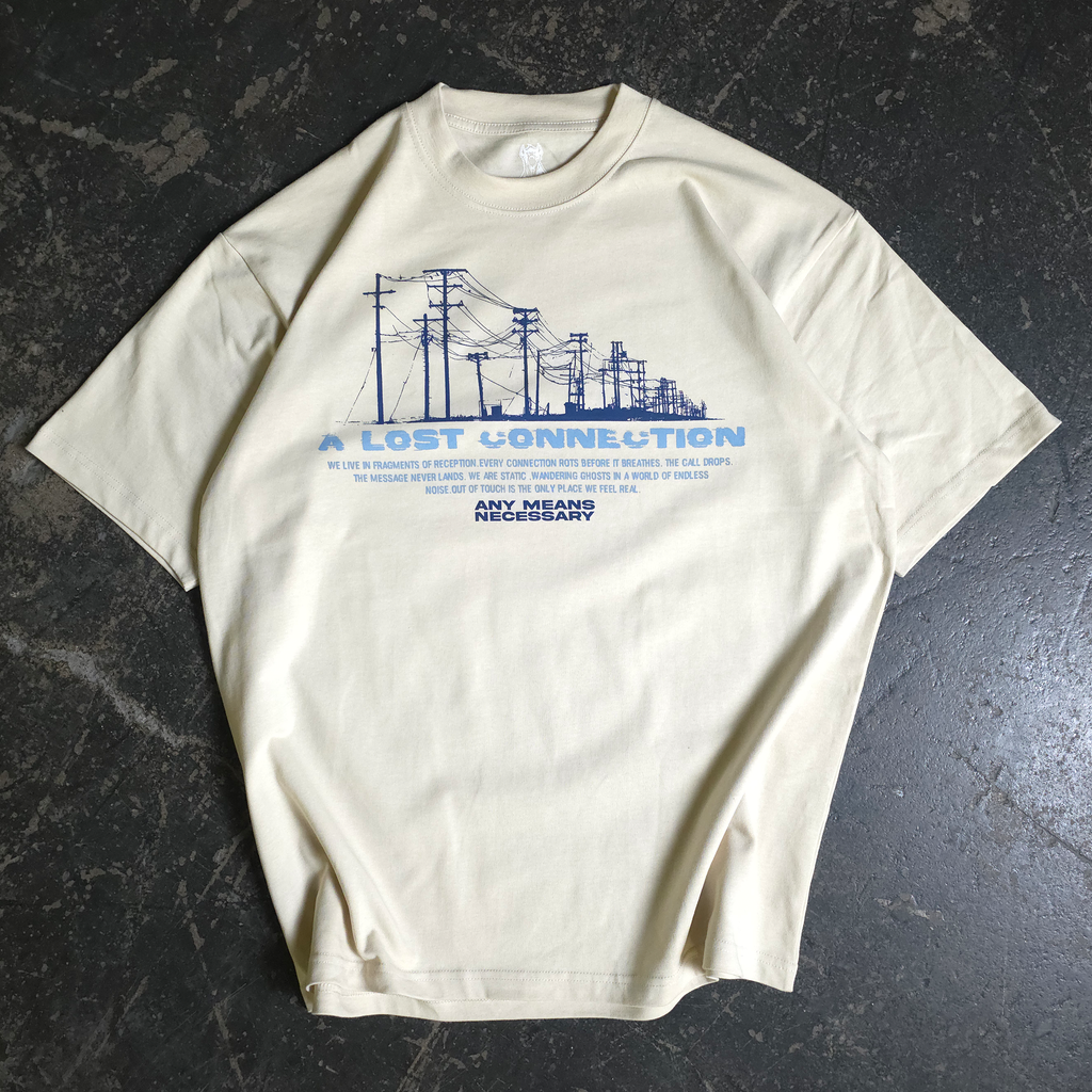 Lost Connection Graphic Oversized T-Shirt in Bone - Image 2