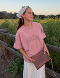 Unisex Love Your Neighbor heavy cotton tee in dusty rose and maroon boxy fit