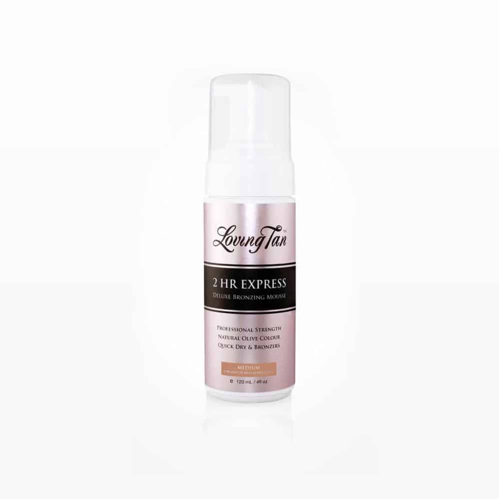 Loving Tan 2 HR Express Mousse bottle for a streak-free, salon-quality natural tan.