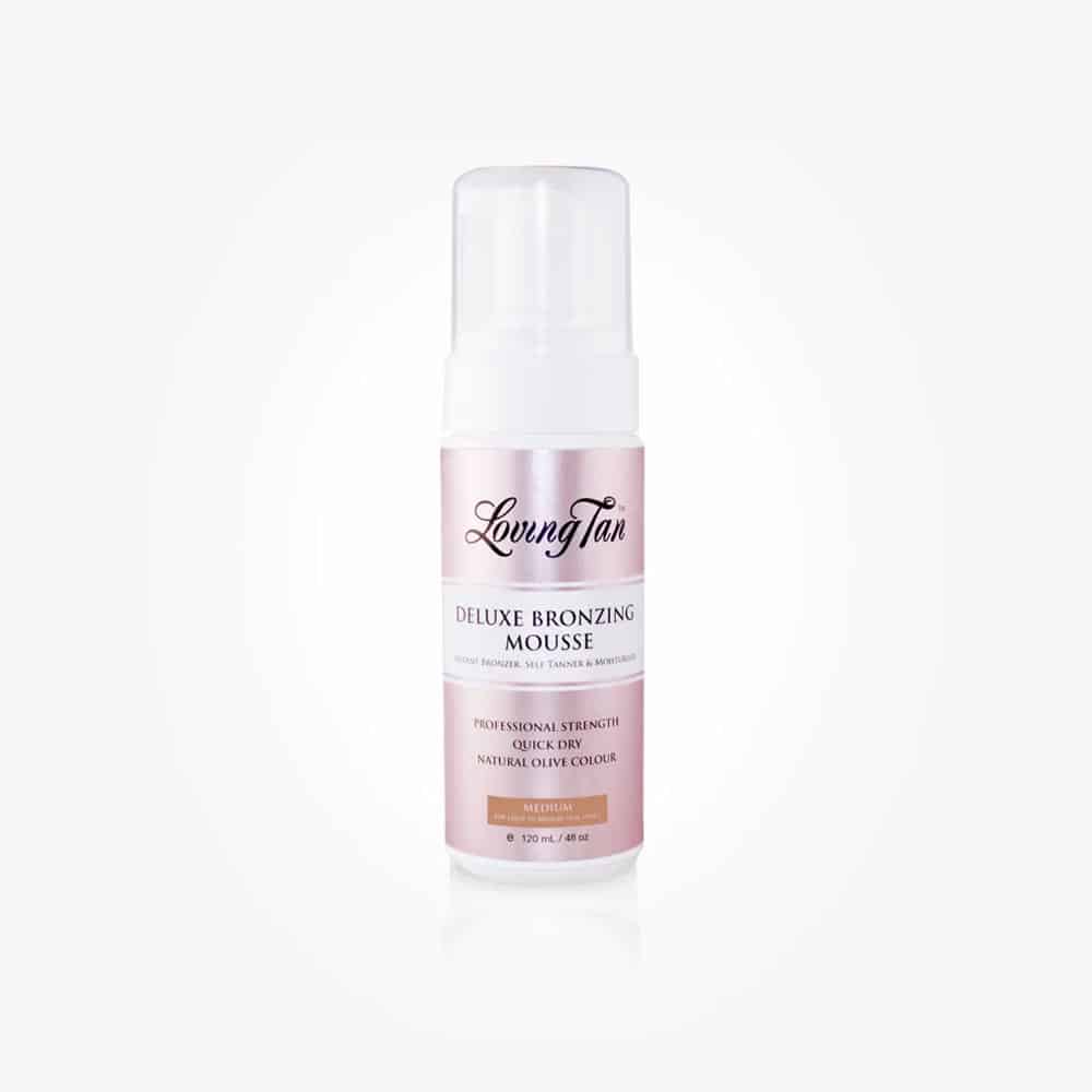 Bottle of Loving Tan Deluxe Bronzing Mousse 120ml for light to medium skin tones